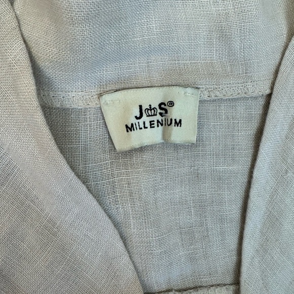 Italy 100% linen Elegant Cream Short Sleeve Dress - Picture 9 of 15